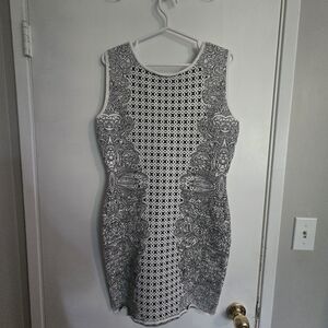 BCBGMaxAzria Black and White Geometric Mini Dress